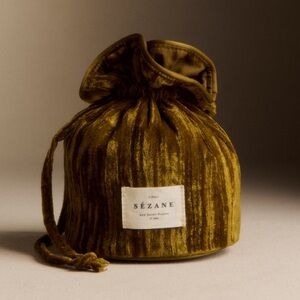 Sézane 🇫🇷 Embossed Velvet Pouch with Drawstring Closure